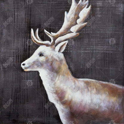 Deer Profile View in Dark - Contemporary Framed Canvas Decor