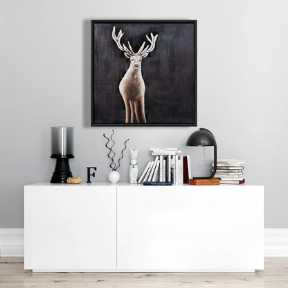 Lonely Deer Framed Canvas | Bedroom Animals Decor | Home Art