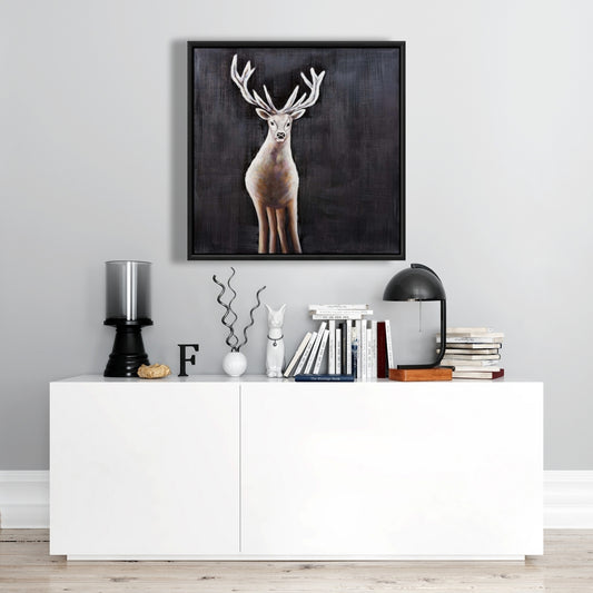 Lonely Deer Framed Canvas | Bedroom Animals Decor | Home Art
