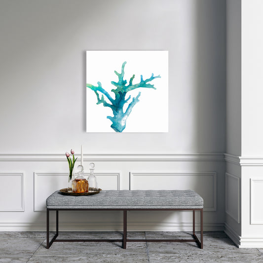 Scandinavian Blue Watercolor Sea Coral Canvas | Home Decor
