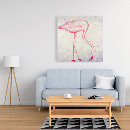 Pink Flamingo Sketch Canvas | Exotic Bird Bedroom Decor