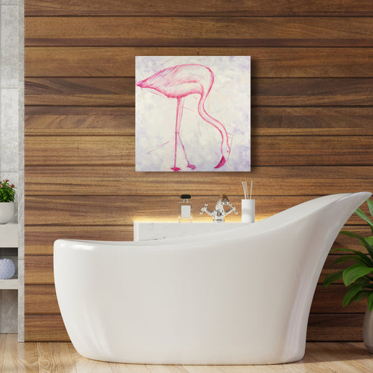Pink Flamingo Sketch Canvas | Exotic Bird Bedroom Decor