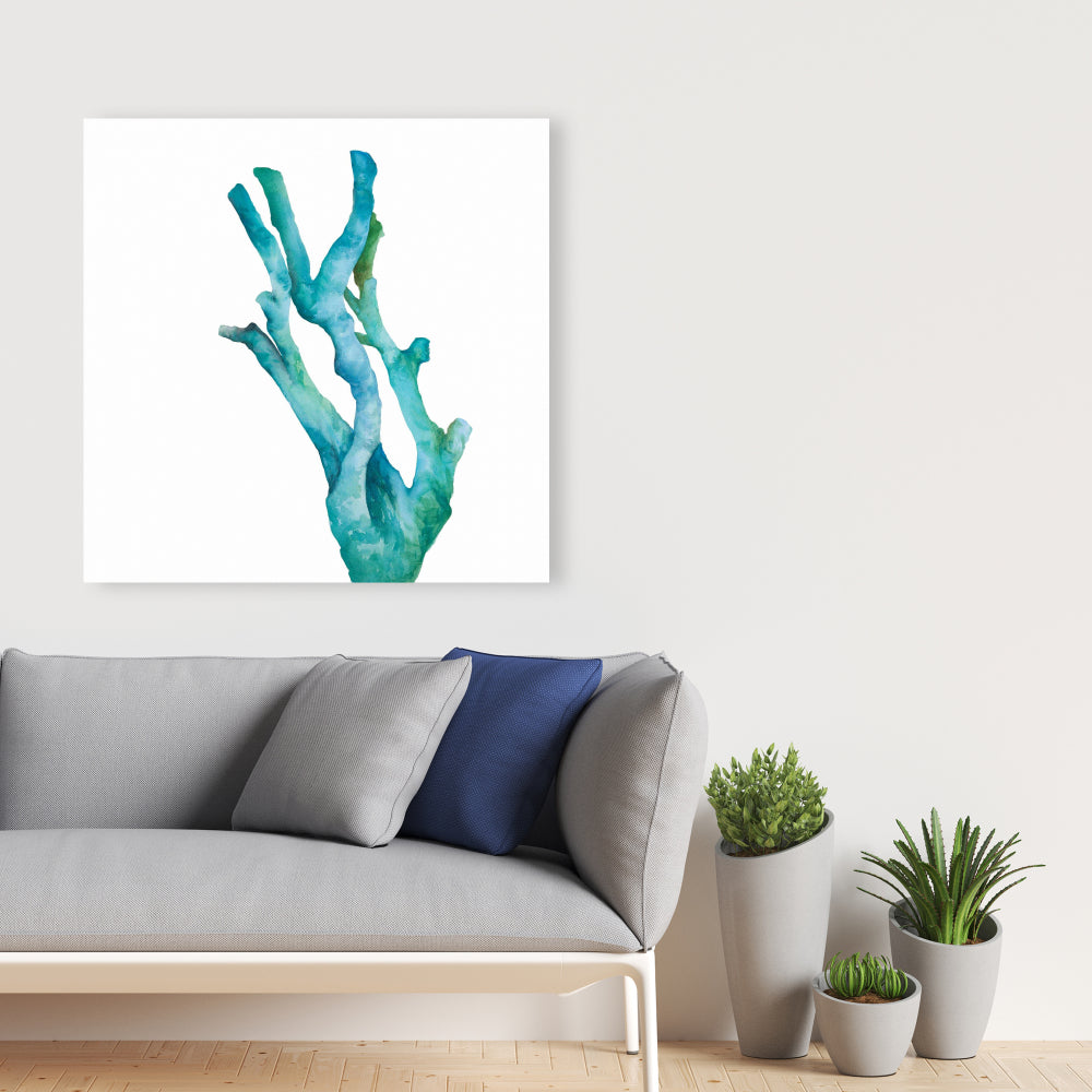 Small Watercolor Sea Coral Canvas | Coastal Minimalist Decor