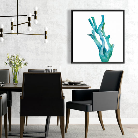 Small Watercolor Sea Coral Canvas - Blue Minimalist Decor