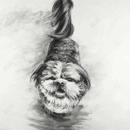 Happy Dog Sketch Canvas | Pet Bedroom Decor | Home Wall Art