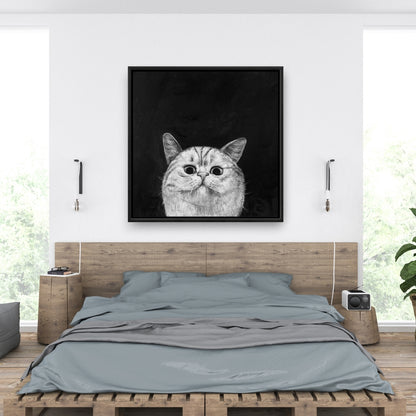 Watching Cat Framed Canvas | Home Decor for Pet Lovers