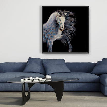 Abstract Horse Canvas - Blue Western Framed Farm Decor