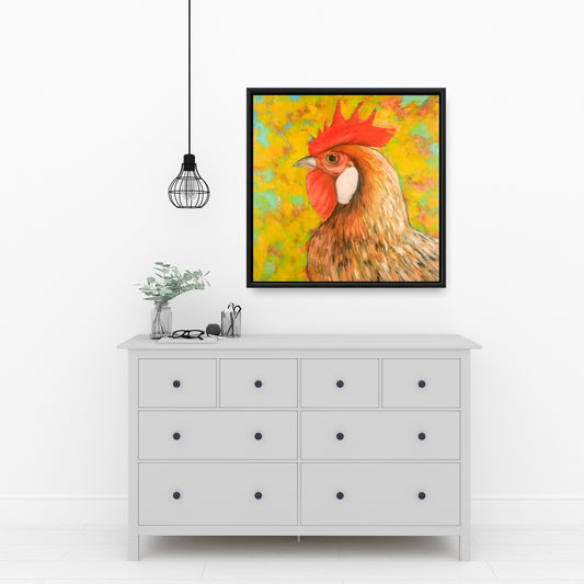 Colorful Chicken Canvas | Farm Animal Art for Home Decor