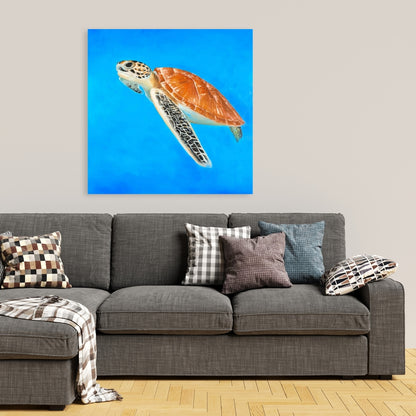 Exotic Sea Turtle Blue Canvas | Home Decor Wall Art