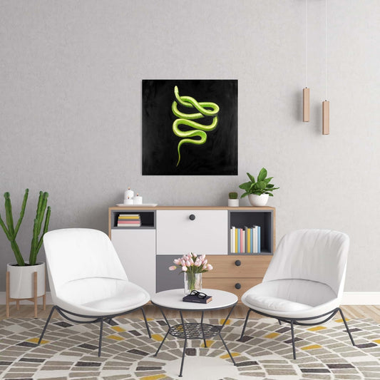 Green Snake Reptile Canvas - Bedroom Wall Art Home Decor