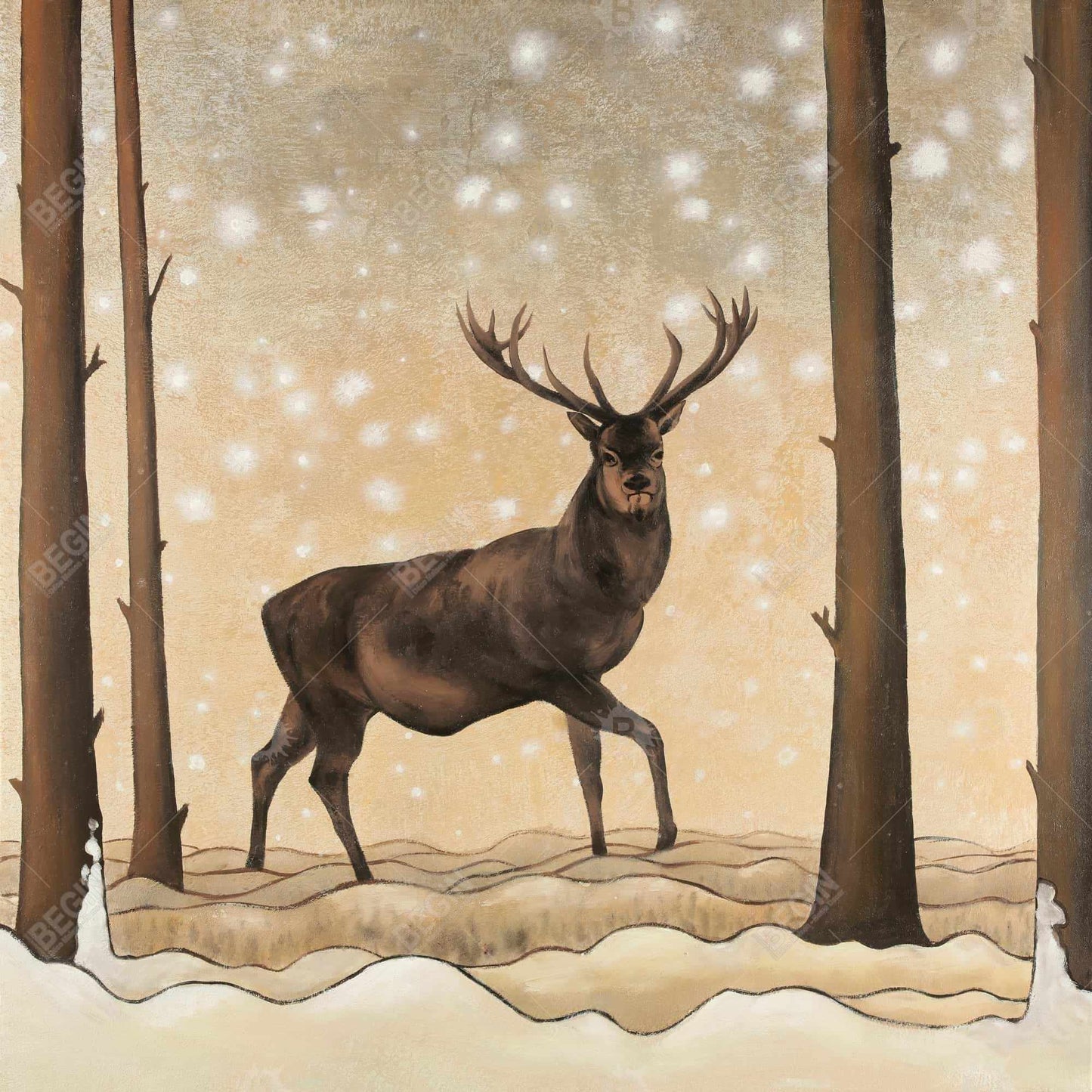 Roe Deer in Winter Landscape Framed Canvas | Home Decor