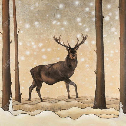 Roe Deer in Winter Landscape Framed Canvas | Home Decor