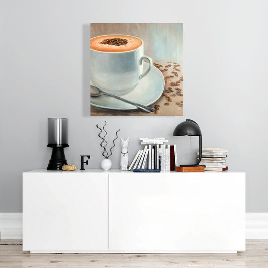 Cappuccino Time Canvas | Contemporary Kitchen Wall Art Decor