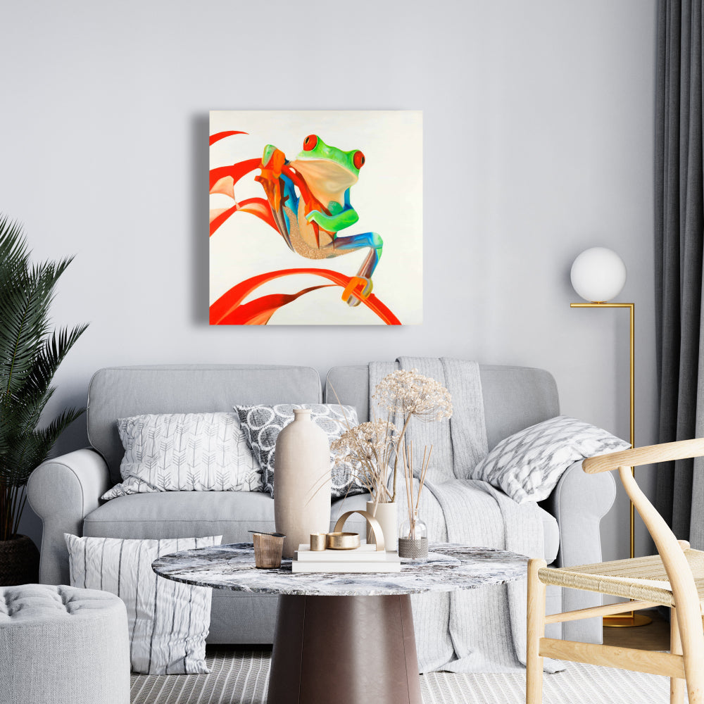 Exotic Blue Canvas | Red-eyed Frog Home Decor Artwork