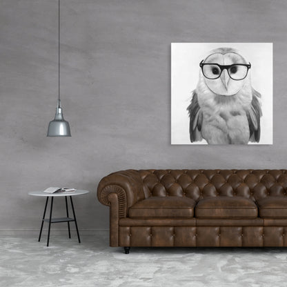 Realistic Barn Owl with Glasses Canvas | Home Decor Art