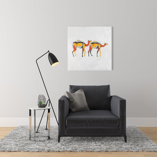 African Wildlife Bedroom Canvas - Abstract Dromedaries Decor