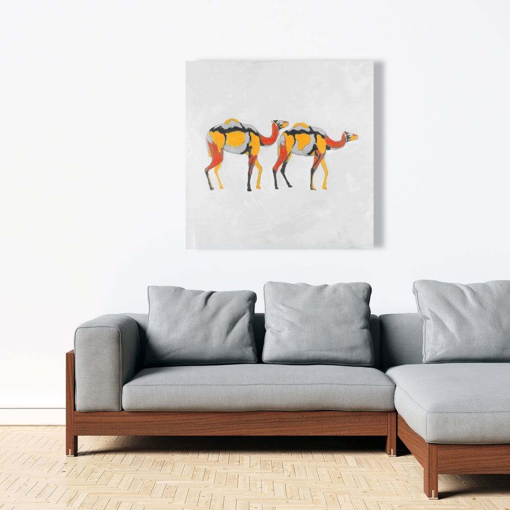 African Wildlife Bedroom Canvas - Abstract Dromedaries Decor
