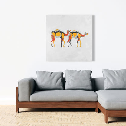 African Wildlife Bedroom Canvas - Abstract Dromedaries Decor