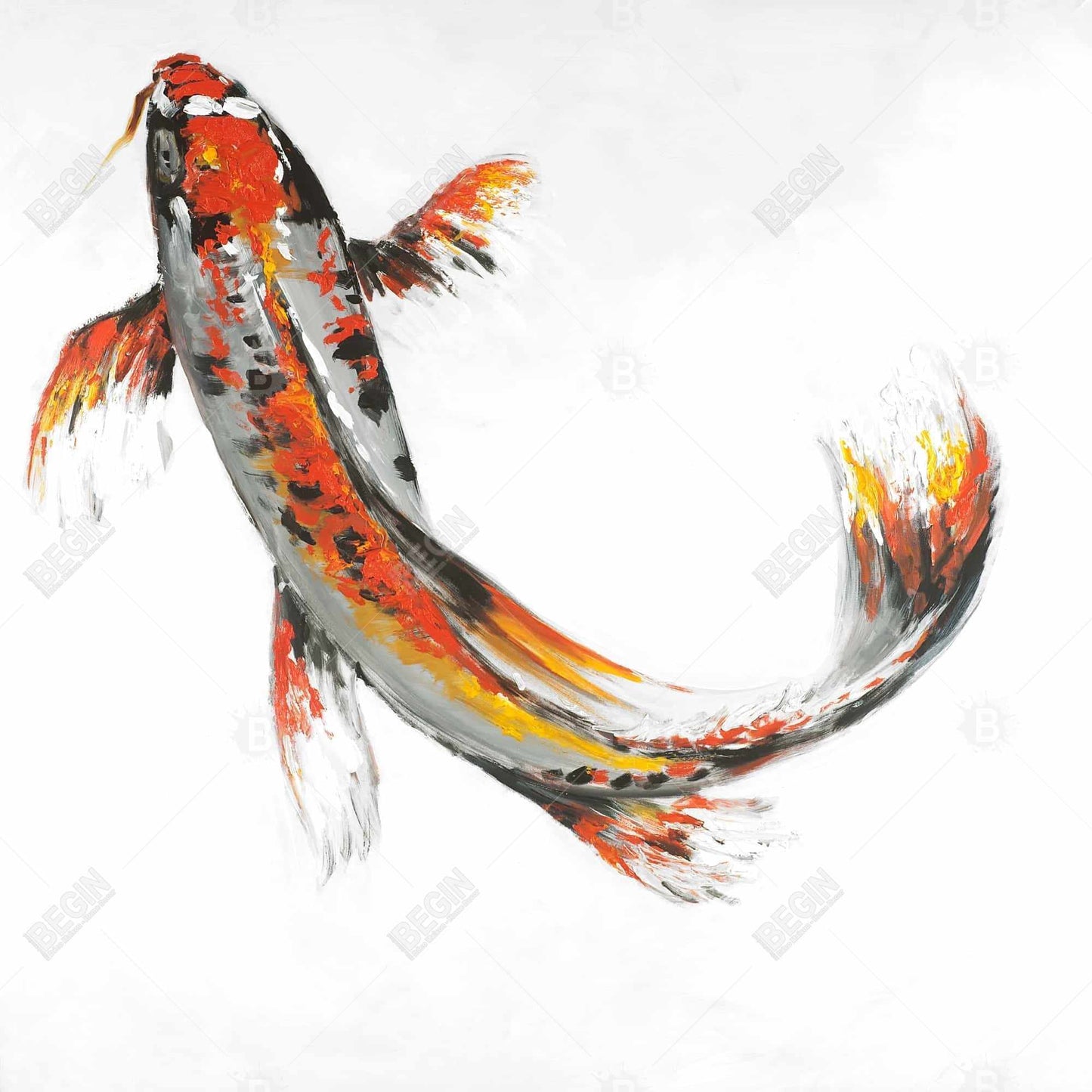 Butterfly Koi Fish Canvas - Gray Aquatic Animals Home Decor