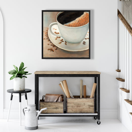 Black Coffee Canvas - Modern Framed Art for Home Decor