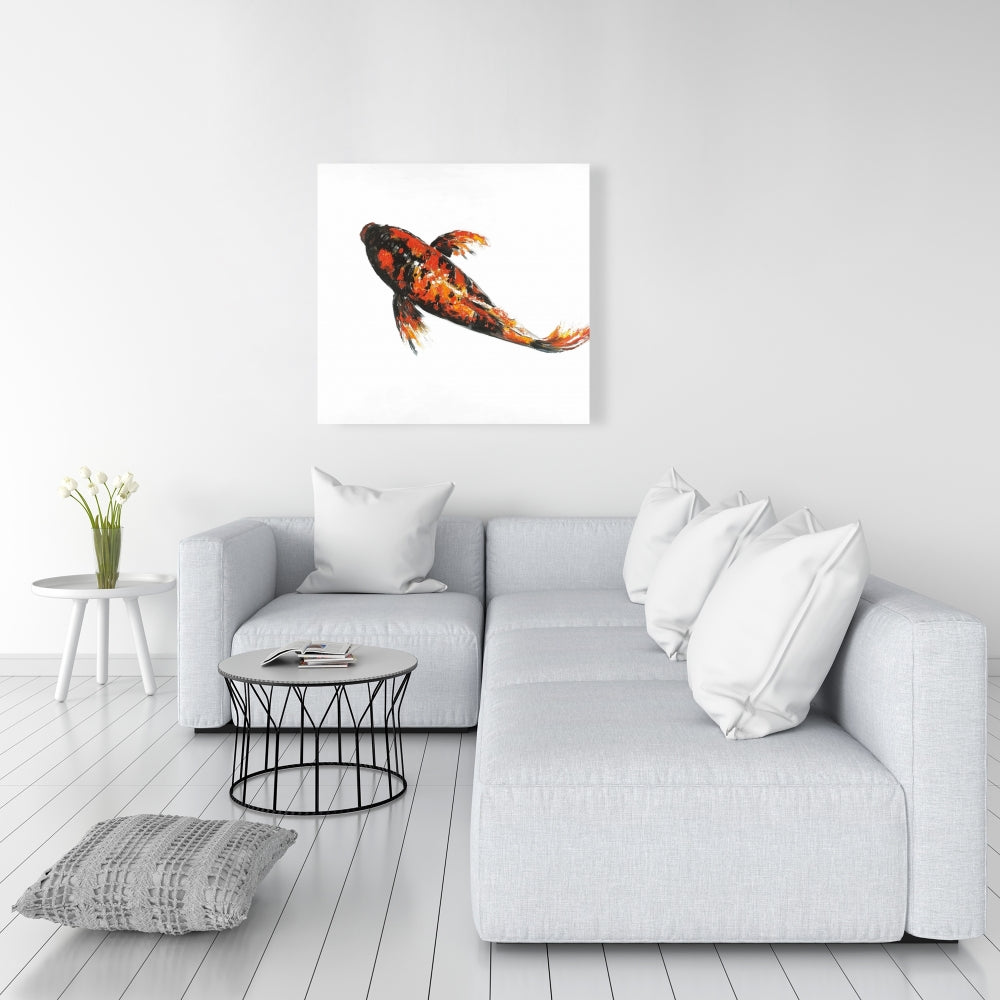 Red Butterfly Koi Fish Black Canvas | Bedroom Decor Artwork