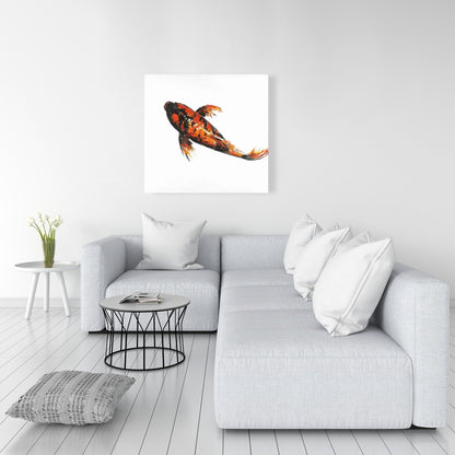 Red Butterfly Koi Fish Black Canvas | Bedroom Decor Artwork