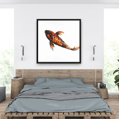 Red Butterfly Koi Fish Canvas | Exotic Bedroom Wall Art Decor