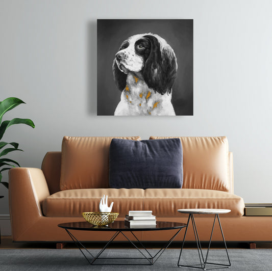 Gray Bedroom Canvas | English Springer Spaniel Dog Decor