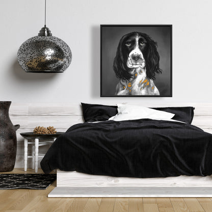 Gray Pets Animals Framed Canvas - English Springer Spaniel Art