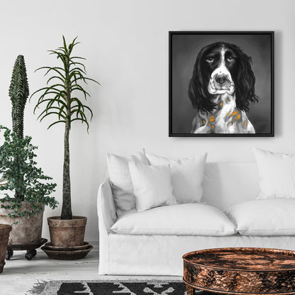 Gray Pets Animals Framed Canvas - English Springer Spaniel Art