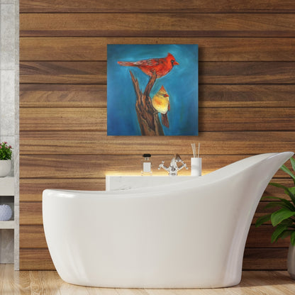 Contemporary Blue Bird Canvas | Birds on a Branch Wall Art