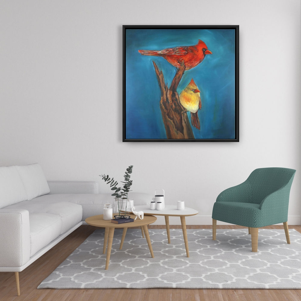 Bird Bedroom Framed Canvas - Birds on a Branch Home Decor