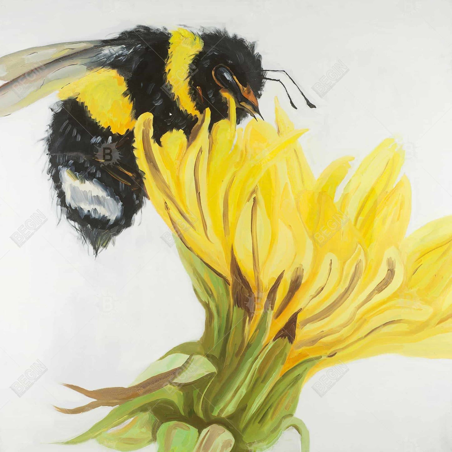 Little Bumblebee on Dandelion Canvas | Contemporary Home Decor