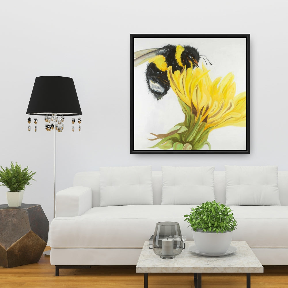 Little Bumblebee on Dandelion Canvas | Contemporary Home Decor