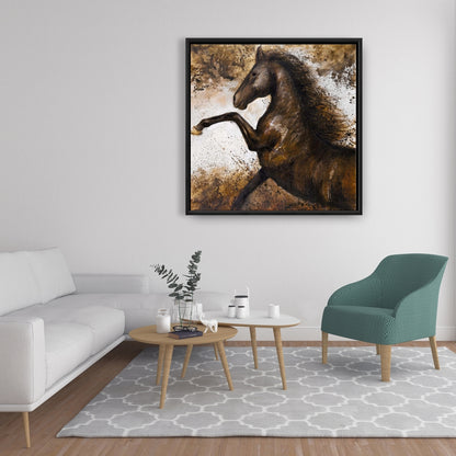 Horse Rushing into Soil Canvas | Farm Animals Home Decor