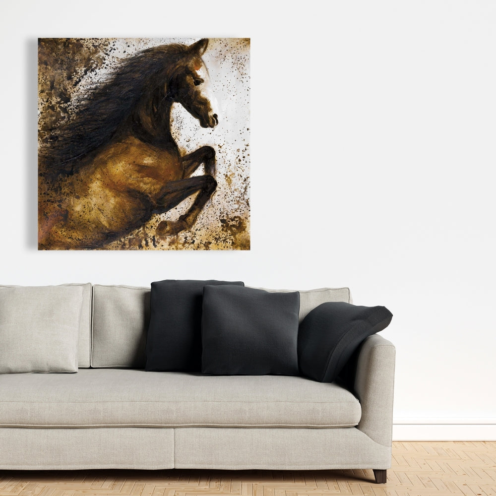 Horse Rushing Canvas - Brown Modern Art for Home Decor