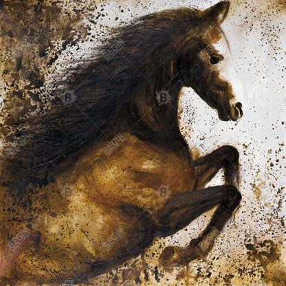 Horse Rushing Canvas - Brown Modern Art for Home Decor