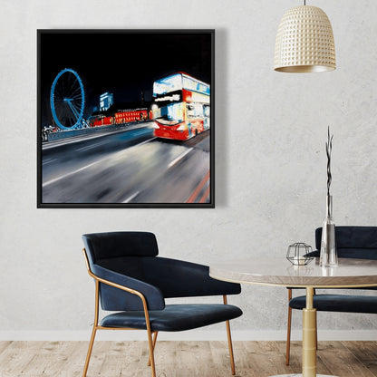 Bus Travel by Night - Modern Bedroom Canvas Wall Art Decor