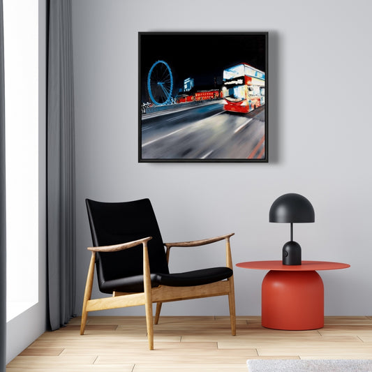 Bus Travel by Night - Modern Bedroom Canvas Wall Art Decor
