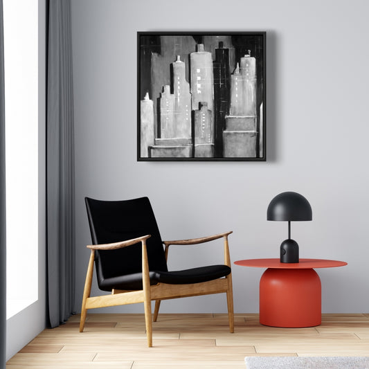 Abstract Black & White Buildings Canvas - Home Decor Wall Art