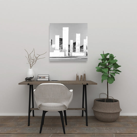 Minimalist Abstract Buildings White Canvas - Modern Home Decor