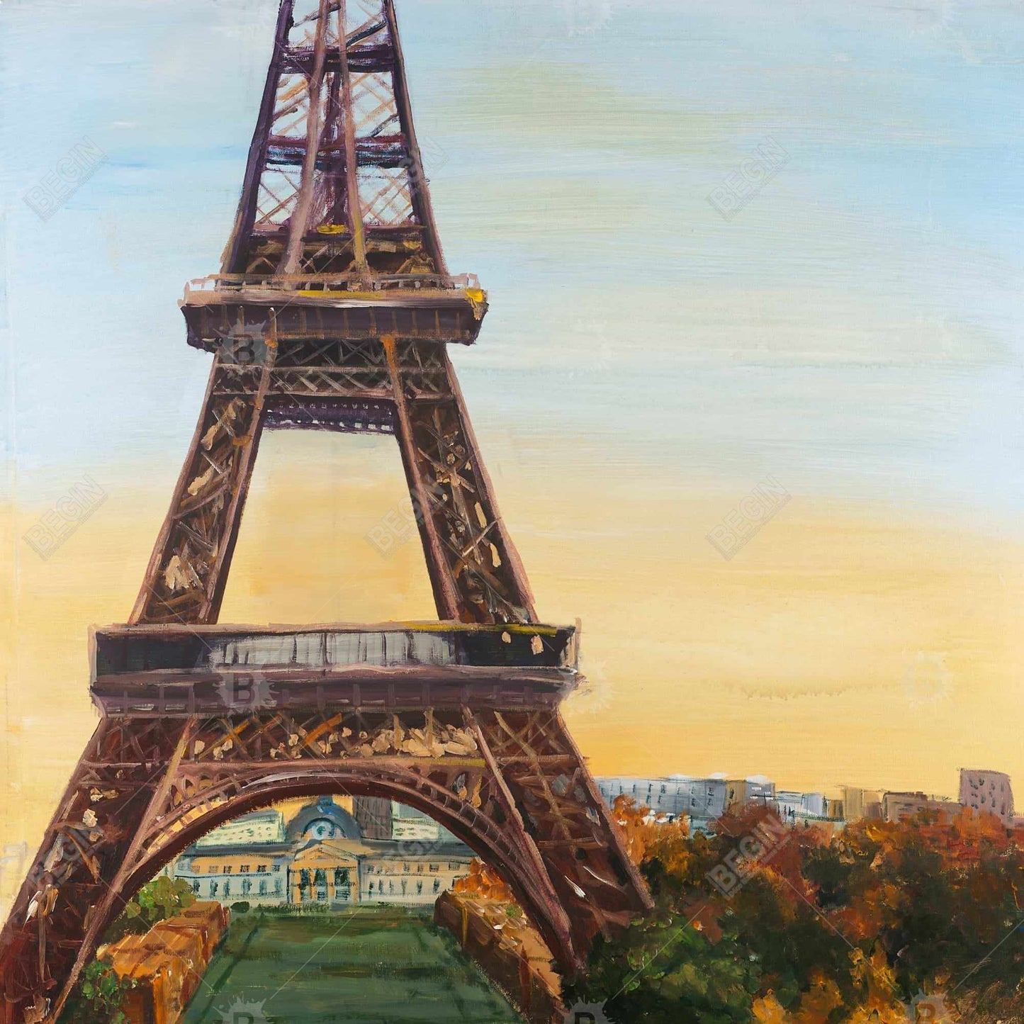 Eiffel Tower by Dawn Canvas | Blue Cities Bedroom Decor