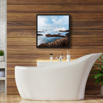 Seaside Wave Framed Canvas | Coastal Sea Bedroom Decor