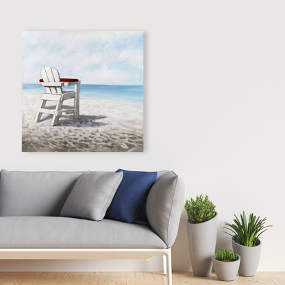 Coastal Bedroom Sea Canvas - White Beach Chair Home Decor