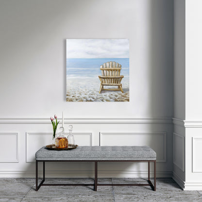 Wood Beach Chair Canvas | Coastal Home Decor Wall Art