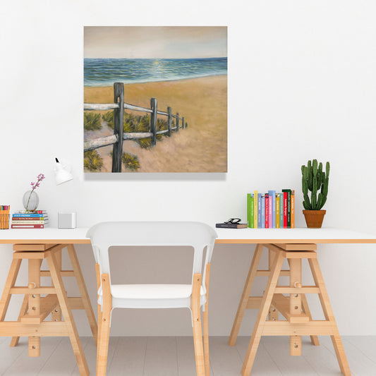 Toile bord de mer calme - Décoration murale contemporaine pour chambre bleue