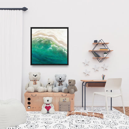 Turquoise Sea Canvas - White Frame | Sea Bedroom Decor