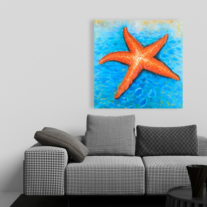 Toile Étoile de mer éclatante | Décoration d'intérieur avec animaux aquatiques bleus