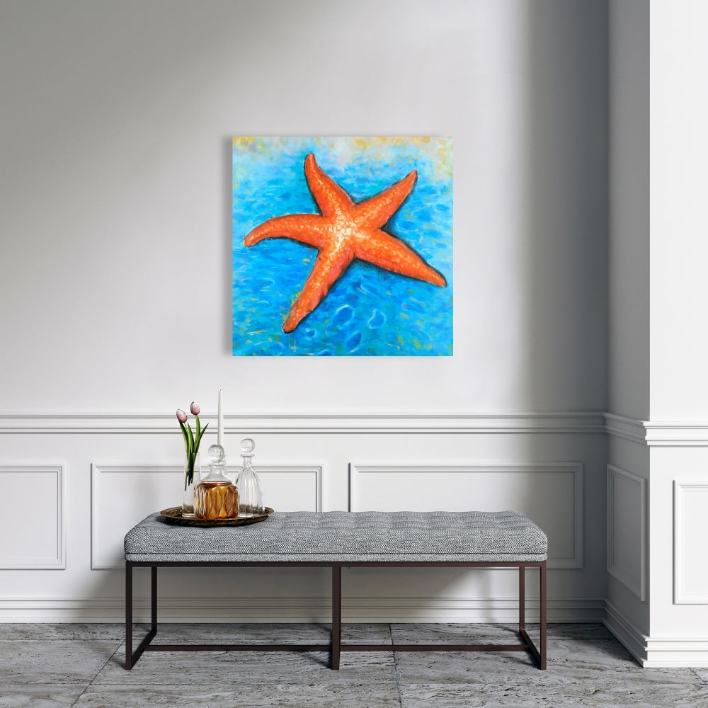 Toile Étoile de mer éclatante | Décoration d'intérieur avec animaux aquatiques bleus