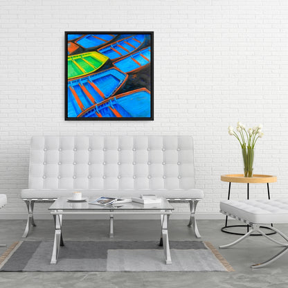 Small Canoes Coastal Canvas | Bedroom Boat Home Decor Art